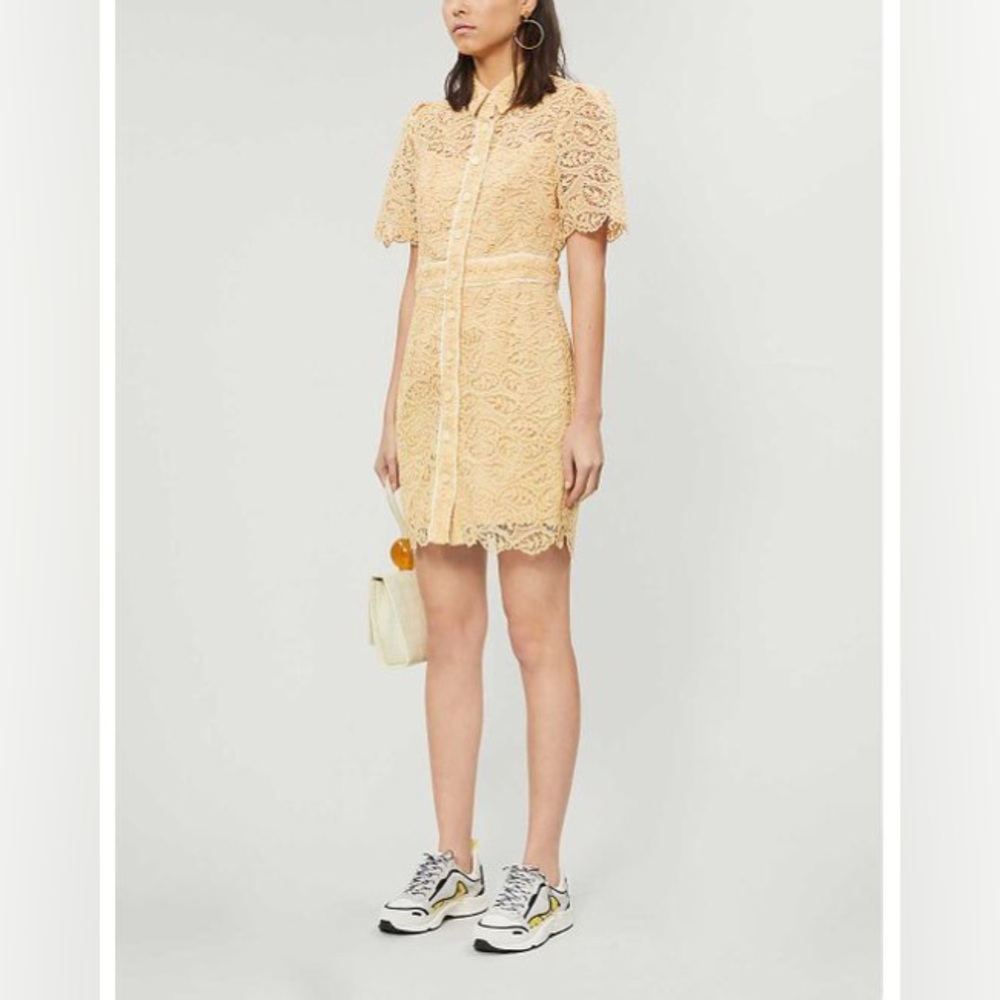 Sandro Live yellow embroidered-floral lace mini dress - Picture 4 of 13